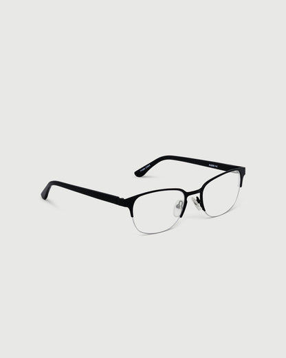 Ink::Alber Eyeglasses browline black metal front diagonal