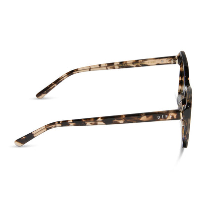 diff eyewear featuring the alina cat eye sunglasses with a espresso tortoise frame and grey lenses side view