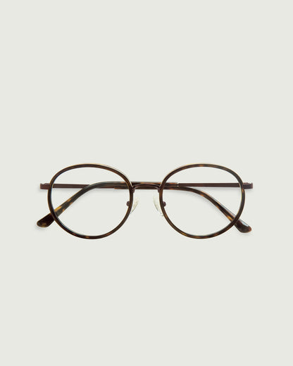 Bronze Tort::Alvaro Eyeglasses round tort metal top