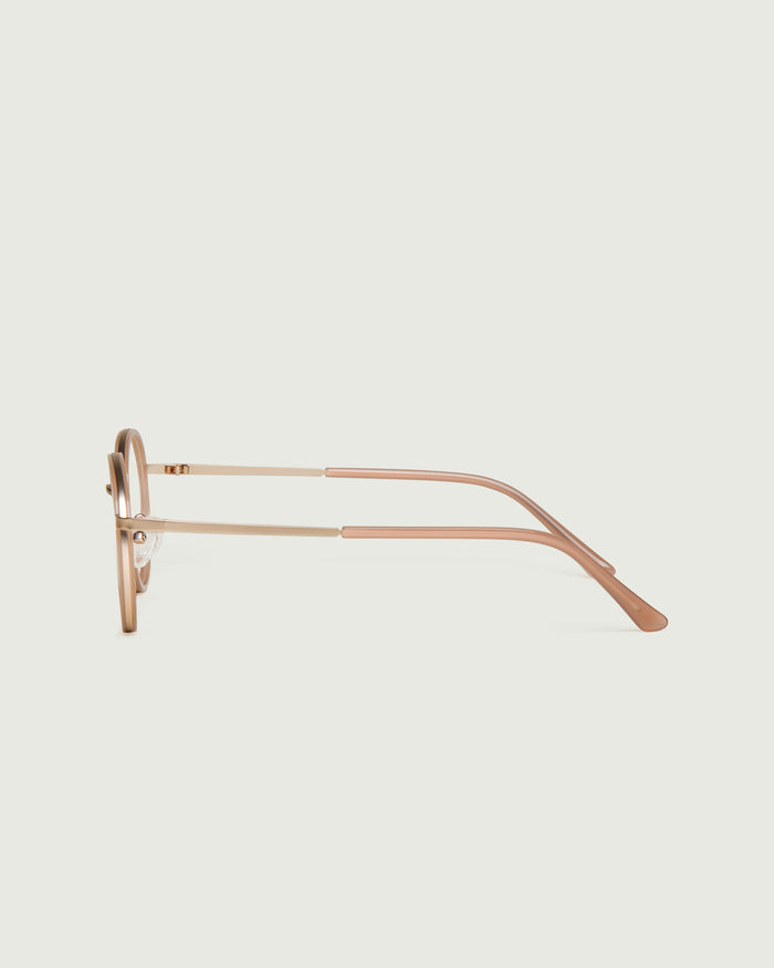 Toasted Peach::Alvaro Eyeglasses round nude metal side