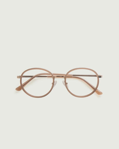 Toasted Peach::Alvaro Eyeglasses round nude metal top