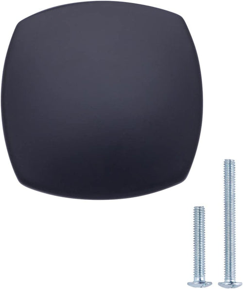 AmazonBasics Rounded Square Cabinet Knob 1.26in Diameter Flat Black 10Pack