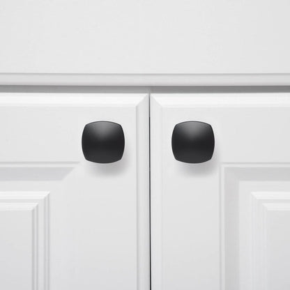 AmazonBasics Rounded Square Cabinet Knob 1.26in Diameter Flat Black 10Pack