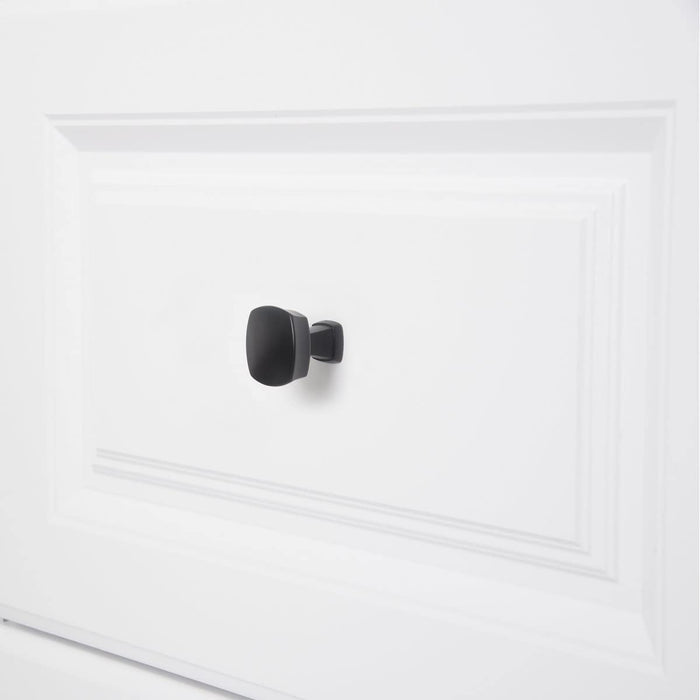 AmazonBasics Rounded Square Cabinet Knob 1.26in Diameter Flat Black 10Pack