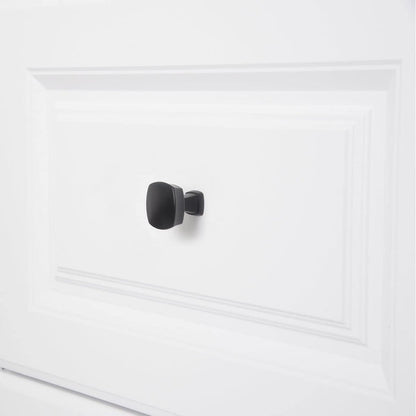 AmazonBasics Rounded Square Cabinet Knob 1.26in Diameter Flat Black 10Pack