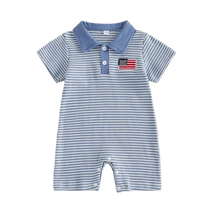 AMERICA Striped Polo Jumpsuit