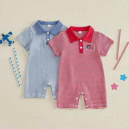 AMERICA Striped Polo Jumpsuit