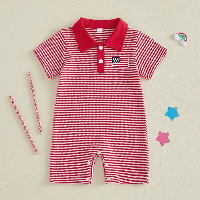 AMERICA Striped Polo Jumpsuit