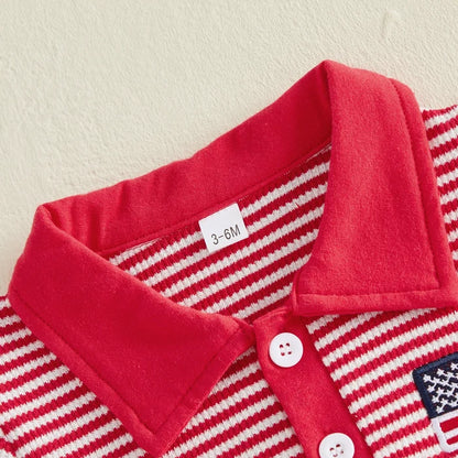 AMERICA Striped Polo Jumpsuit