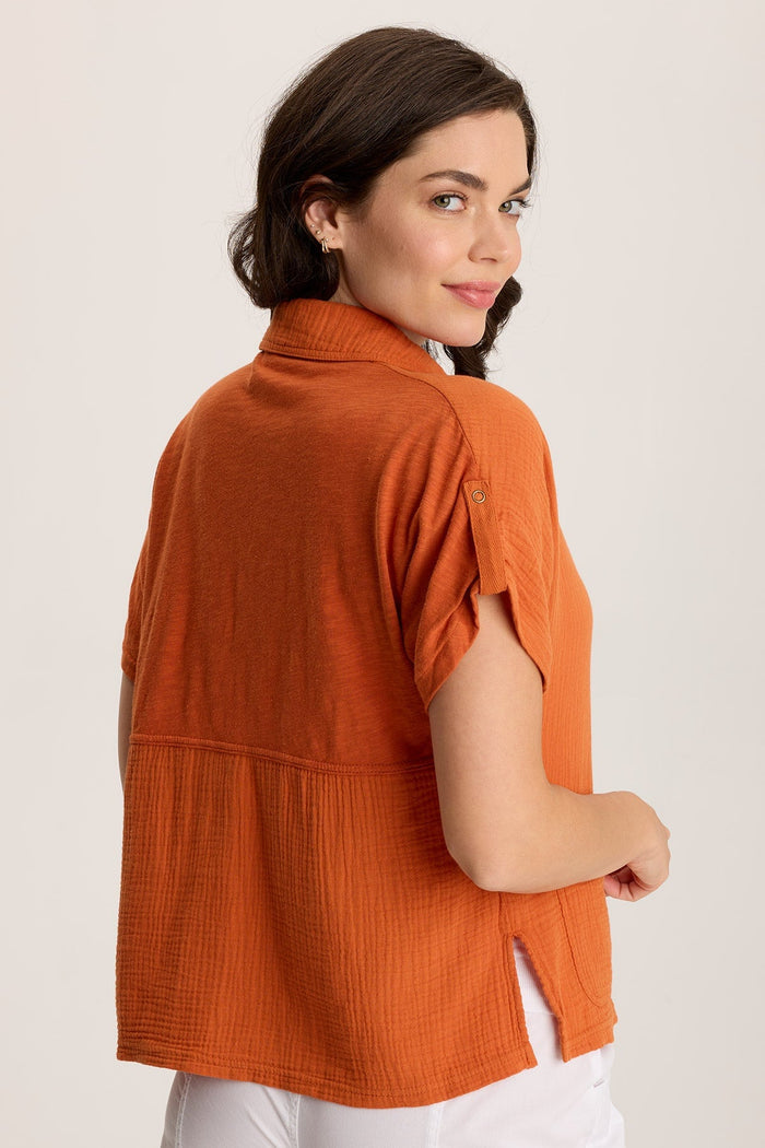 XCVI Anders Short Sleeve Collared Top