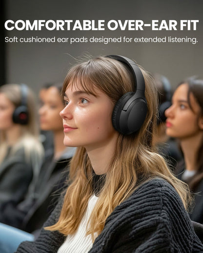 Aria Aura Wireless Auracast TV Headphones with soft cushioned earpads for long-term comfort for extended listening.