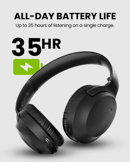 Aria Aura Wireless Auracast TV Headphones with up to 35 hours of listening time on a single charge.