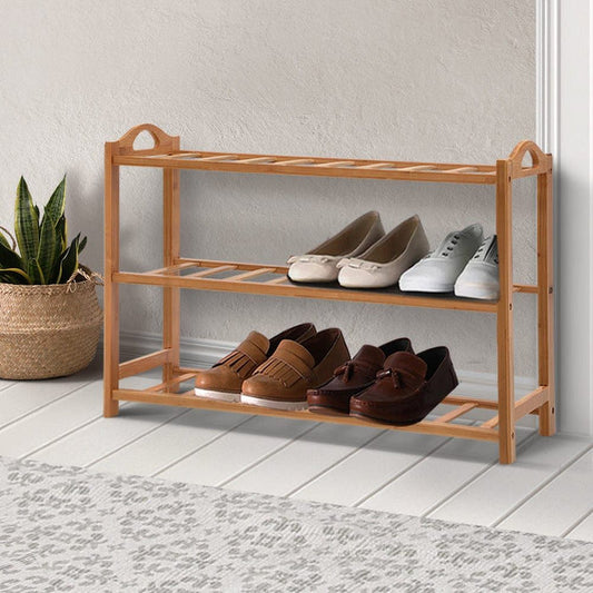 Artiss 3 Tiers Bamboo Shoe Rack Storage Organiser Wooden Shelf Stand Shelves -Home Living Store - -