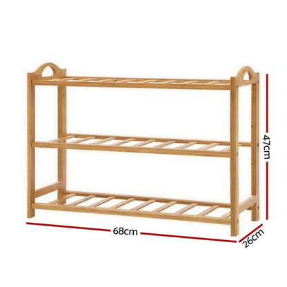Artiss 3 Tiers Bamboo Shoe Rack Storage Organiser Wooden Shelf Stand Shelves -Home Living Store - -