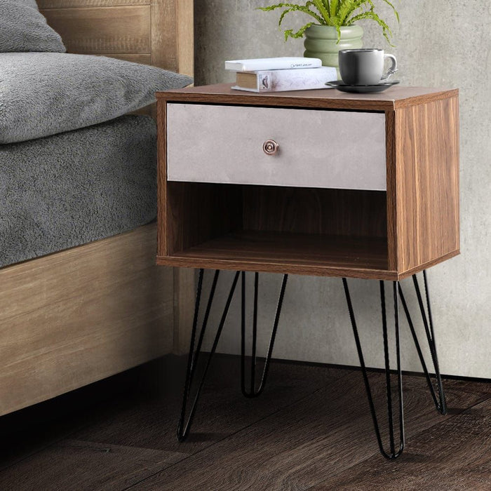 Artiss Bedside Table 1 Drawers with Shelf - LARS -Home Living Store - -