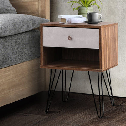 Artiss Bedside Table 1 Drawers with Shelf - LARS -Home Living Store - -