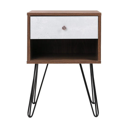Artiss Bedside Table 1 Drawers with Shelf - LARS -Home Living Store - -