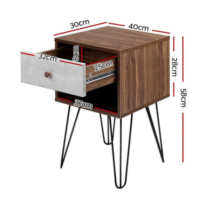 Artiss Bedside Table 1 Drawers with Shelf - LARS -Home Living Store - -