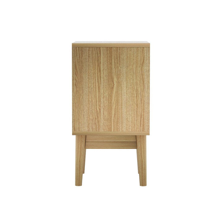 Artiss Rattan Bedside Table 1 Drawer with Shelf - REI Oak -Home Living Store - -