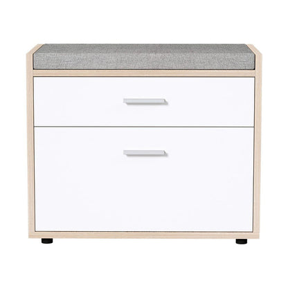 Artiss Shoe Cabinet Bench Shoes Storage Organiser Rack Fabric Seat Wooden Cupboard Up to 8 pairs -Home Living Store - -