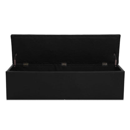 Artiss Storage Ottoman Blanket Box 140cm Leather Black -Home Living Store - -