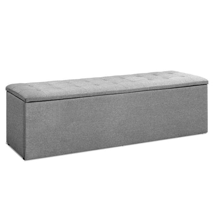 Artiss Storage Ottoman Blanket Box 140cm Linen Grey -Home Living Store - -