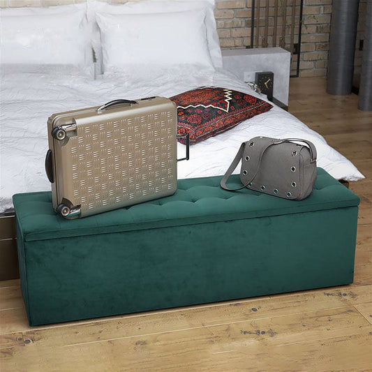 Artiss Storage Ottoman Blanket Box 140cm Velvet Green -Home Living Store - -