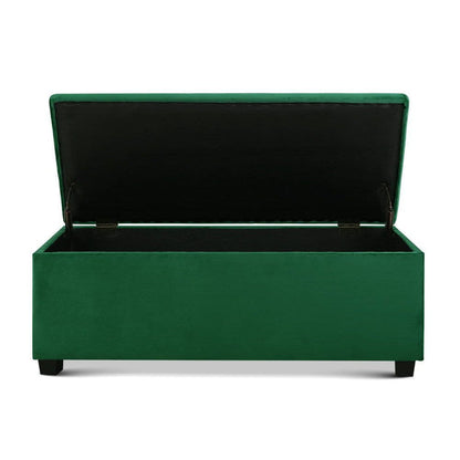 Artiss Storage Ottoman Blanket Box 140cm Velvet Green -Home Living Store - -
