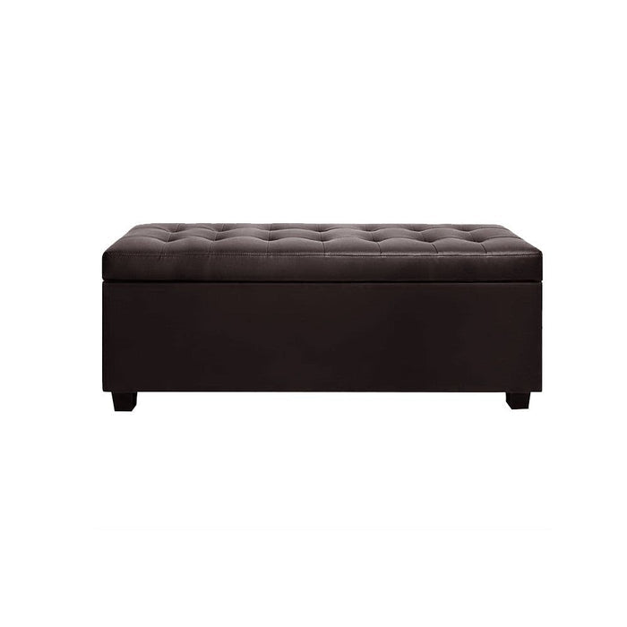 Artiss Storage Ottoman Blanket Box 97cm Leather Brown -Home Living Store - -