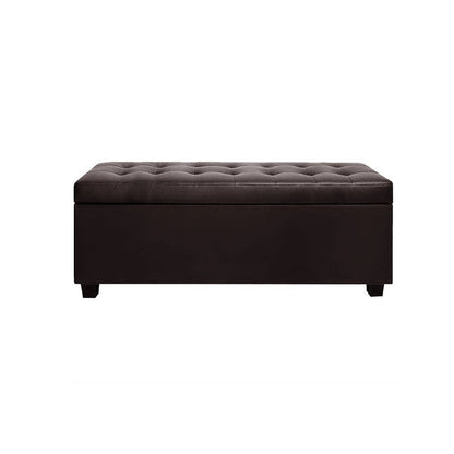 Artiss Storage Ottoman Blanket Box 97cm Leather Brown -Home Living Store - -