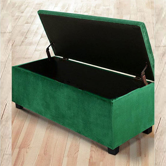 Artiss Storage Ottoman Blanket Box 98cm Velvet Green -Home Living Store - -