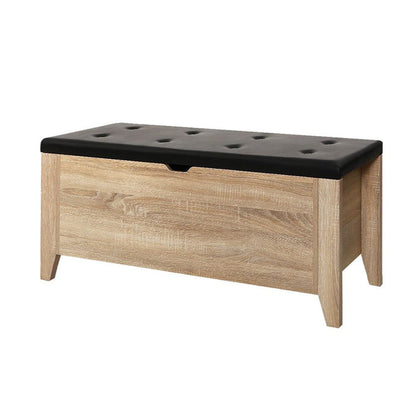 Artiss Storage Ottoman Blanket Box Leather Oak -Home Living Store - -