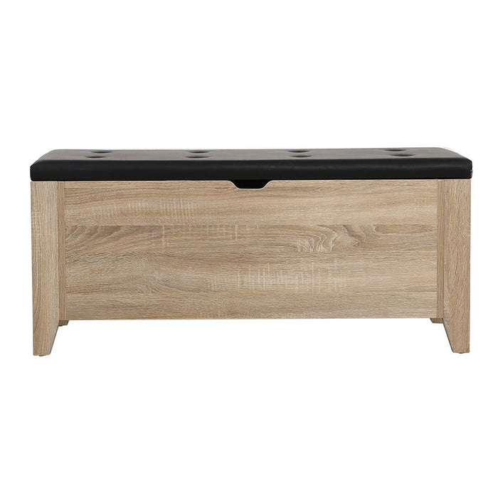 Artiss Storage Ottoman Blanket Box Leather Oak -Home Living Store - -