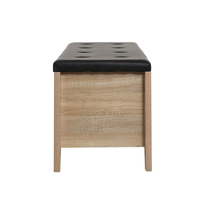 Artiss Storage Ottoman Blanket Box Leather Oak -Home Living Store - -
