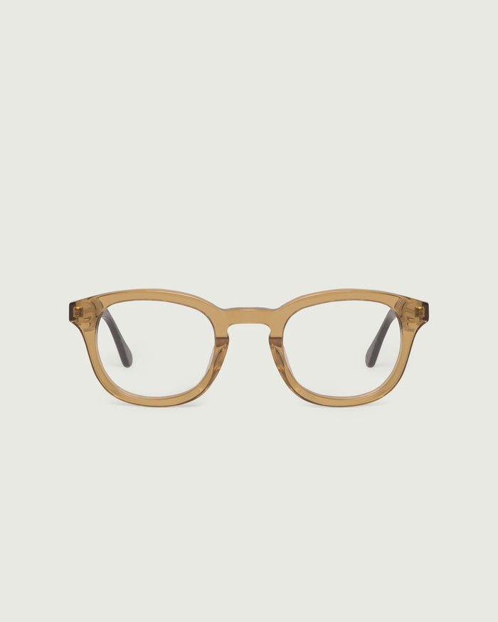 Saddle Tort::Atticus Eyeglasses round brown acetate front