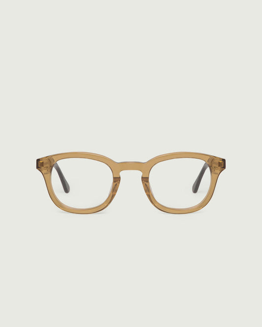 Saddle Tort::Atticus Eyeglasses round brown acetate front