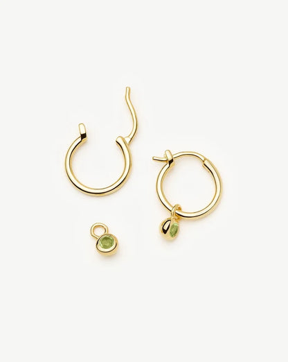 August Birthstone Mini Charm Hoop Earrings | 18ct Gold Vermeil/Peridot Earrings Missoma