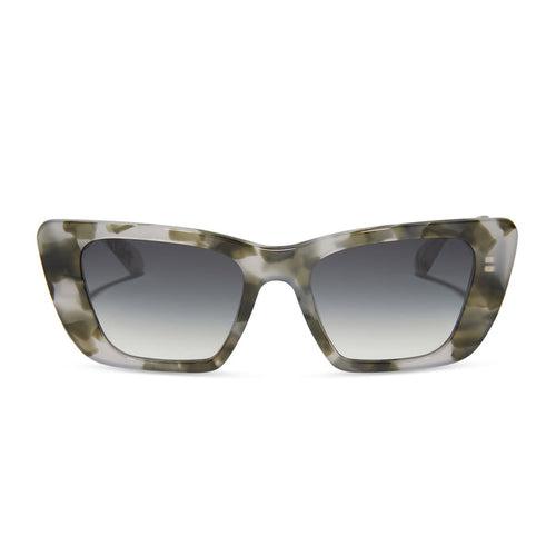 diff eyewear featuring the aura square sunglasses with a kombu frame and grey gradient lenses front view
