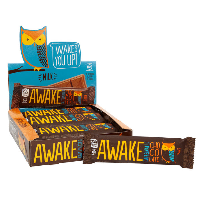 Awake Caffeinated Milk Chocolate Bar - 12 Count 1.55 OZ
