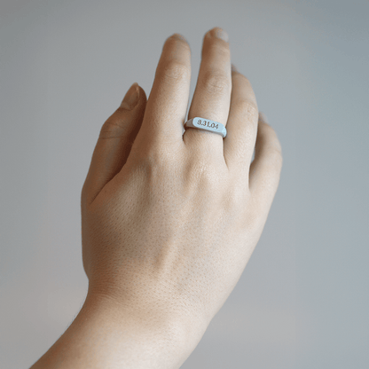 Bar Ring Signet Silicone Ring - Silver Lilac