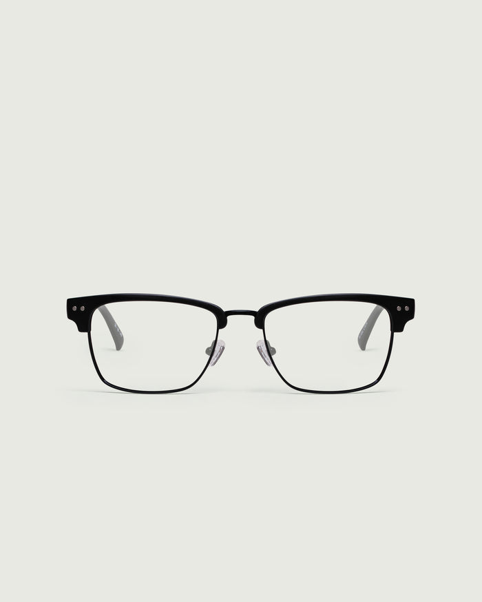 Charcoal::Barragan Eyeglasses browline black plastic front