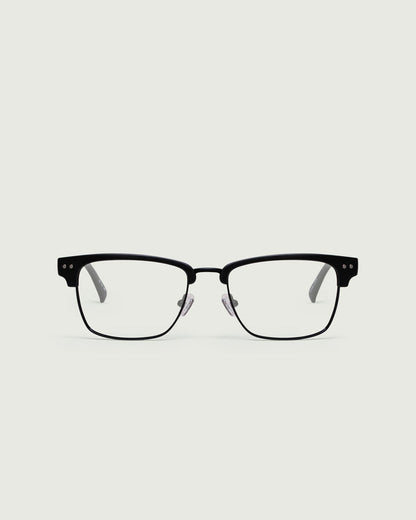 Charcoal::Barragan Eyeglasses browline black plastic front