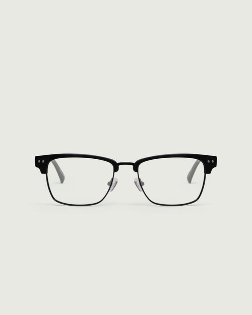 Charcoal::Barragan Eyeglasses browline black plastic front