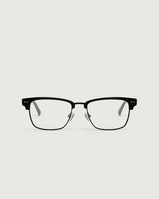 Charcoal::Barragan Eyeglasses browline black plastic front