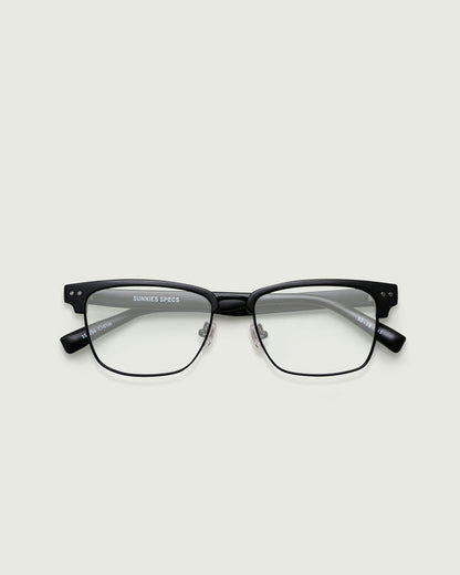 Charcoal::Barragan Eyeglasses browline black plastic top