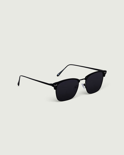Charcoal::Bastian Sunglasses browline black metal plastic front diagonal