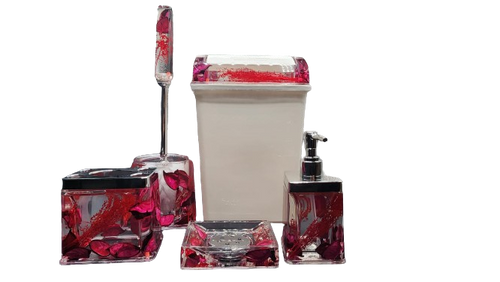 Bathroom Accessories Set Flower Petals Design