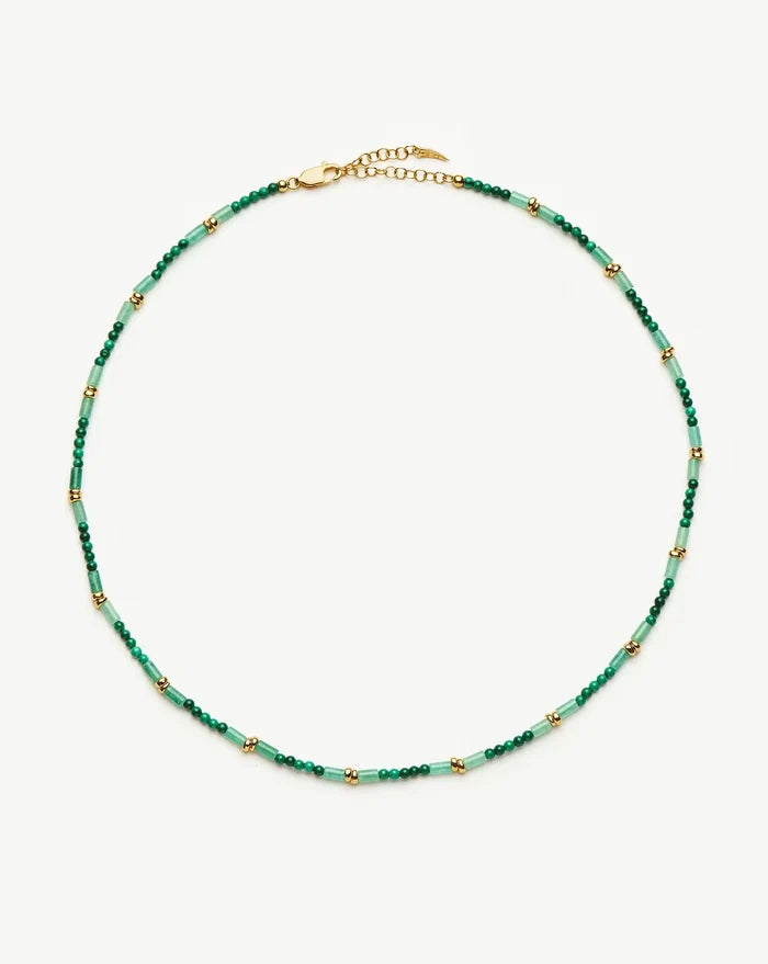 Beaded Gemstone Choker | 18k Gold Plated/Mojito Green Necklaces Missoma
