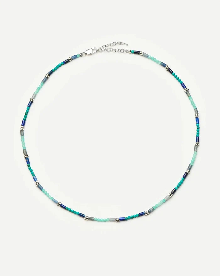 Beaded Gemstone Choker | Silver Plated/Lagoon Blue Necklaces Missoma