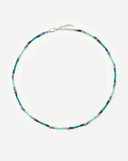 Beaded Gemstone Choker | Silver Plated/Lagoon Blue Necklaces Missoma
